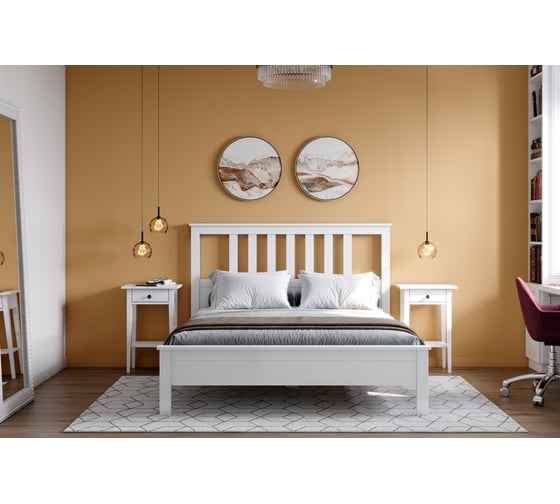 Кровать Мебельград Эдит 1600, 160x200 см, белый фактурный 58451