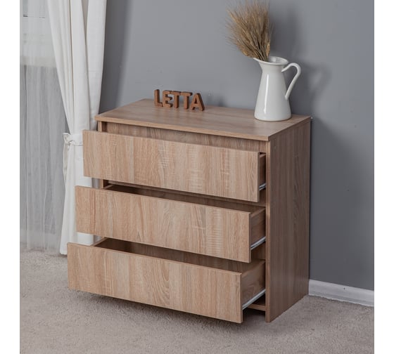 Комод Letta City 3 ящика, Дуб сонома, 700x675x354 L3023