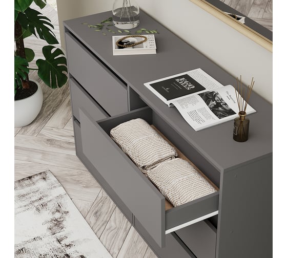 Комод Letta City New 6 ящиков, Графит, 1400x827x394 L3750.09/01