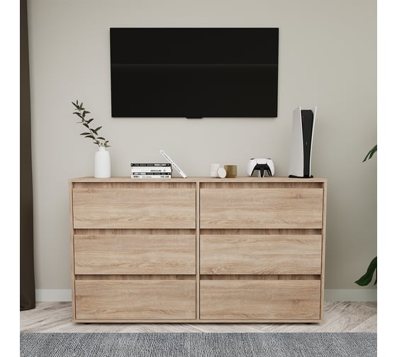 Комод Letta City New 6 ящиков, Дуб сонома, 1400x827x394 L3750.03/01
