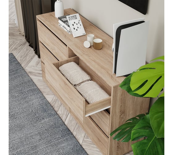 Комод Letta City New 6 ящиков, Дуб сонома, 1400x827x394 L3750.03/01