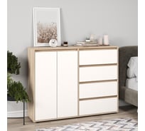 Комод-шкаф Letta City New 4 ящика, универсальный, Дуб Сонома/Белая гладкая, 1402x1083x394 L3751.03.17/01
