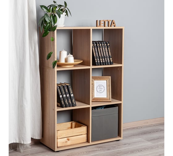 Стеллаж Letta Лайт 6 секций, Дуб сонома, 1074x720x330 L9420/1 1