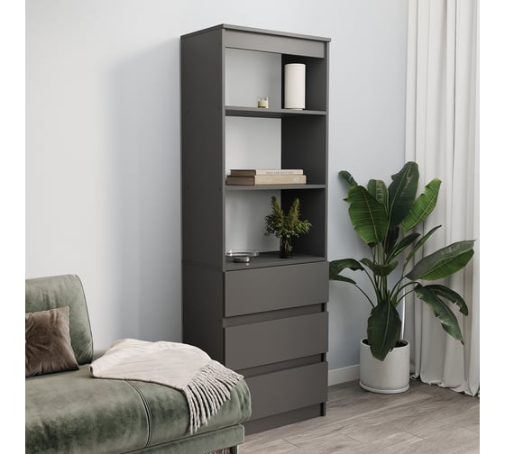 Стеллаж Letta Пакс 3 ящика, Графит, 600x1800x340 L14028 1