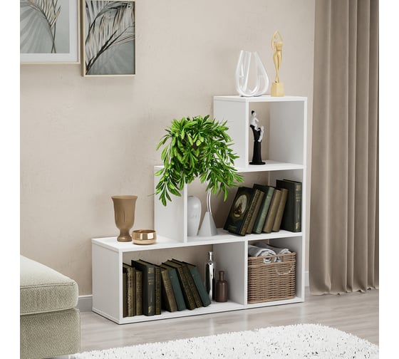 Стеллаж Letta Quattro New 4 секции горка, Белое тиснение, 954x956x288 L3728