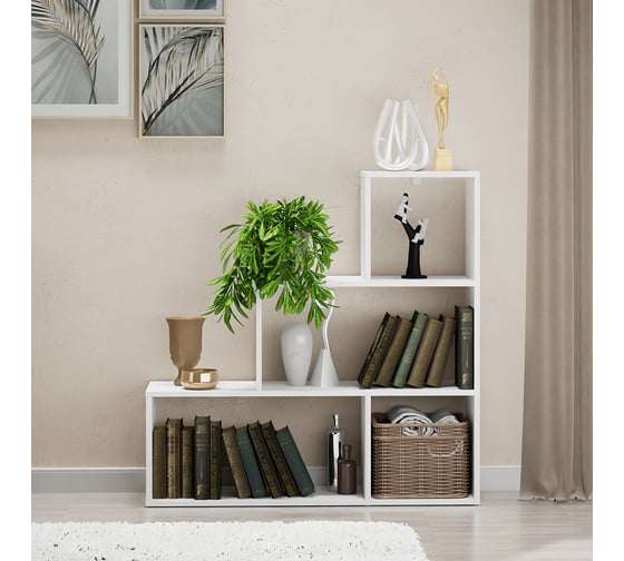 Стеллаж Letta Quattro New 4 секции горка, Белое тиснение, 954x956x288 L3728