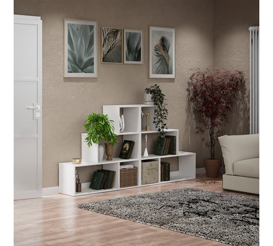 Стеллаж Letta Quattro New 4 секции горка, Белое тиснение, 954x956x288 L3728