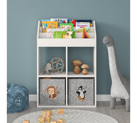 Стеллаж в детскую для книг и игрушек Letta Quattro New Белая гладкая, 642x864x288 L3898.17/01