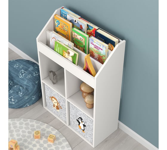 Стеллаж в детскую для книг и игрушек Letta Quattro New Белая гладкая, 642x864x288 L3898.17/01