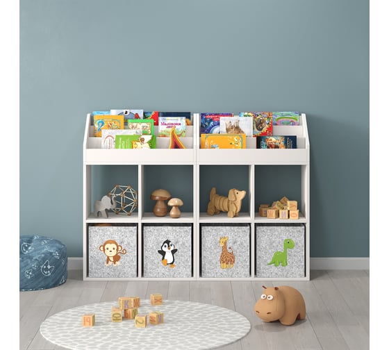 Стеллаж в детскую для книг и игрушек Letta Quattro New Белая гладкая, 642x864x288 L3898.17/01