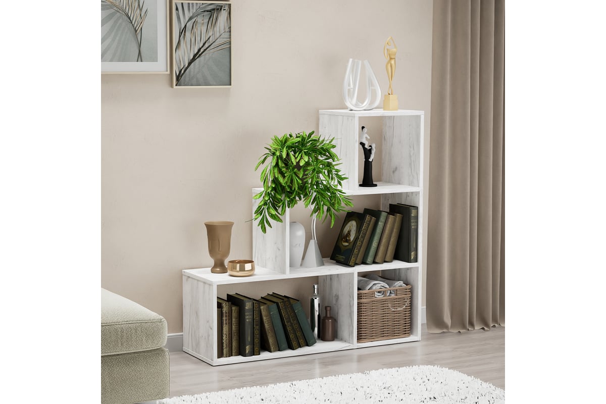 Стеллаж Letta Quattro New 4 секции горка, Дуб крафт белый, 954x956x288 ...