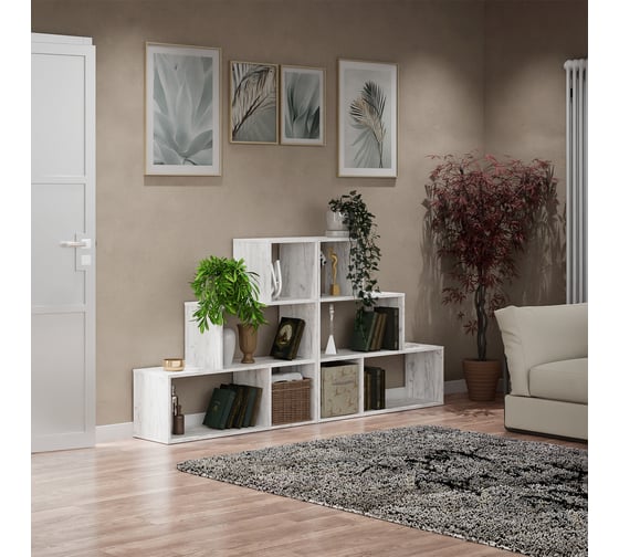 Стеллаж Letta Quattro New 4 секции горка, Дуб крафт белый, 954x956x288 L3728.06/01