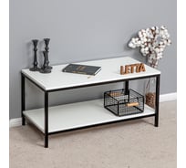 Стол журнальный Letta Frame ЛДСП Белое тиснение, черный металл 900x422x450 LMK00032