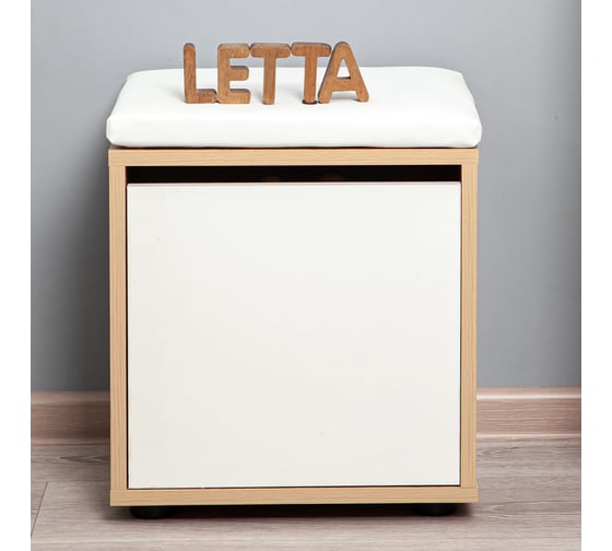 Тумба для обуви Letta Мальта Лайт Дуб сонома/Белое гладкое 380x425x300 L2953