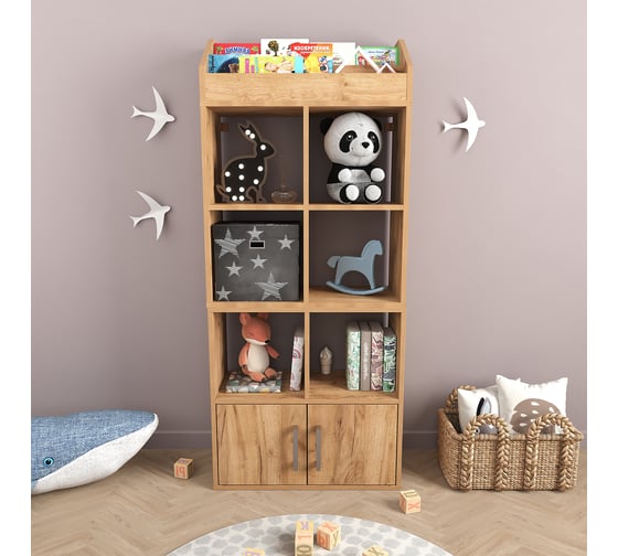 Стеллаж Letta Quattro New в детскую для книг и игрушек Дуб крафт золотой 642x864x288 L3898.05/01