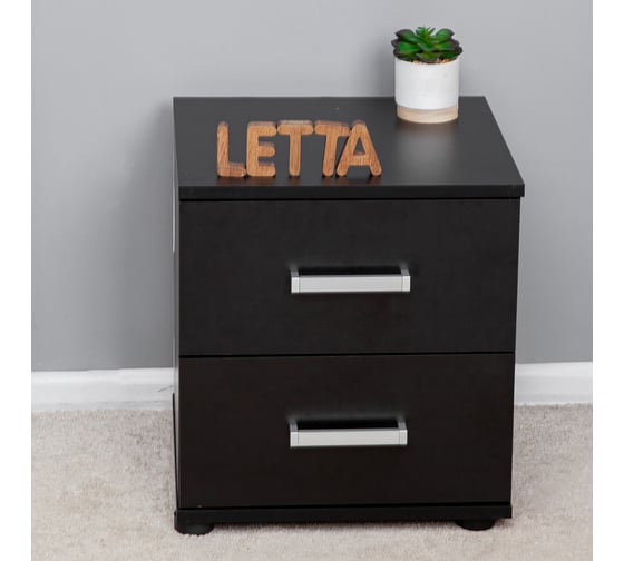 Тумба прикроватная Letta Ультра 2 ящика Черный 400x445x386 L3052