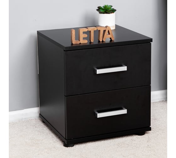 Тумба прикроватная Letta Ультра 2 ящика Черный 400x445x386 L3052