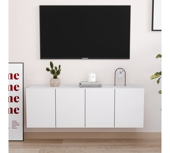 Тумба под ТВ Letta Валенсия Plus 4 ящика Белое тиснение 1000x340x334 L3757
