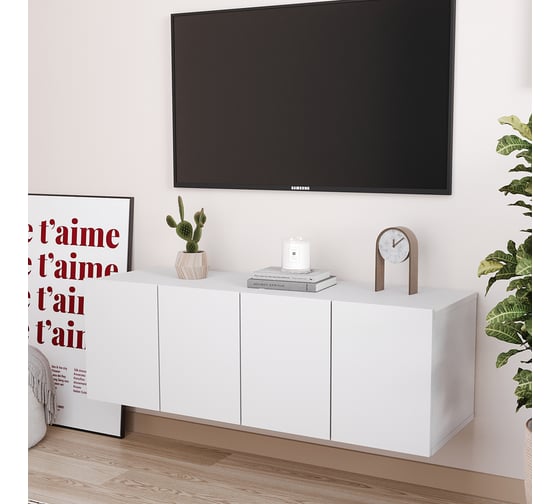 Тумба под ТВ Letta Валенсия Plus 4 ящика Белое тиснение 1000x340x334 L3757