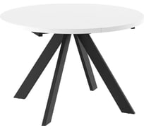 Кухонный стол МАМАДОМА Рондо круглый диаметр 120 со стеклом белый маттелюкс/белый 101942