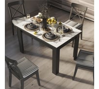 Стол раздвижной ТриЯ Дрезден Тип 2 черный/белый мрамор 258706