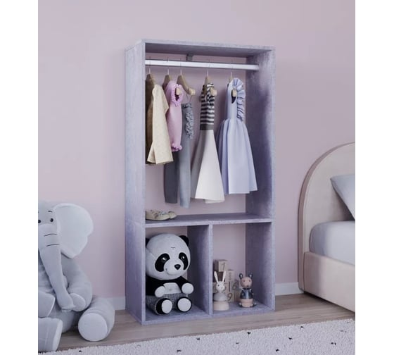 Стеллаж со штангой для вещей Letta Quattro New Цемент светлый вельвет 642x1236x288 L3709.20/01 1