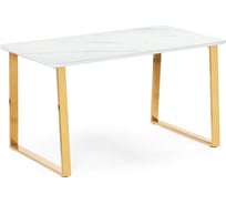 Керамический стол Woodville Селена 2 140x80x77 белый мрамор/золото 571412
