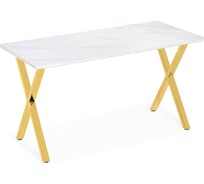 Керамический стол Woodville Селена 3 180x90x77 белый мрамор/золото 572190