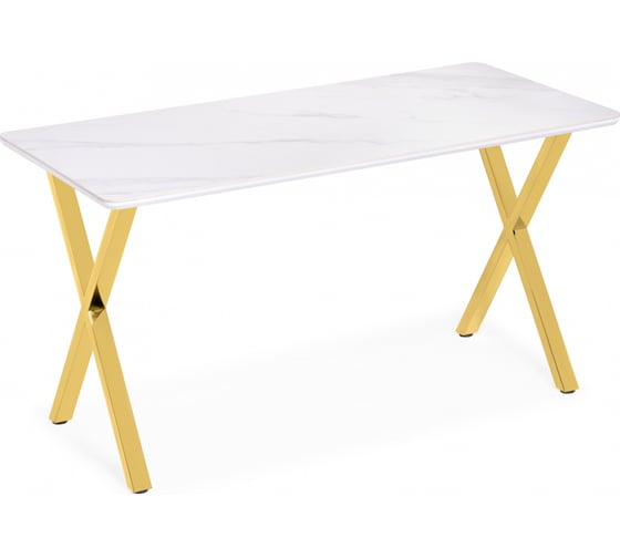 Керамический стол Woodville Селена 3 180x90x77 белый мрамор/золото 572190 1