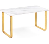 Керамический стол Woodville Селена 4 180x90x77 белый мрамор/золото 572191