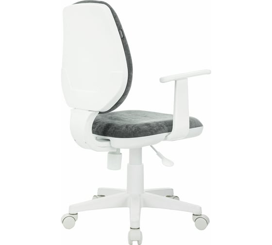 Кресло детское BRABIX Fancy Mg-201w, с подлокотниками, пластик белый, велюр, серое 533010