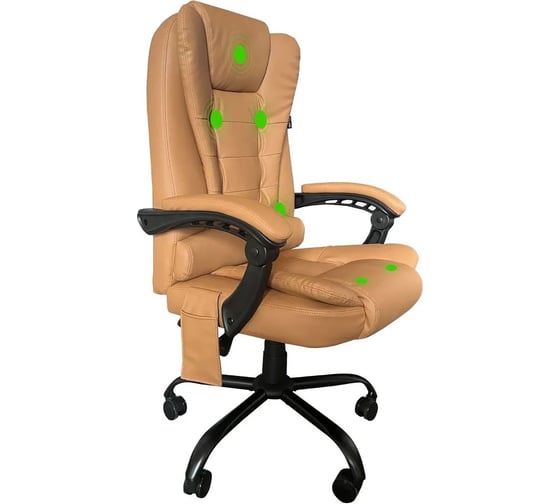 Кресло CACTUS с вибромассажем CS-CHR-OC05M-BR бежевый экокожа с подголовником 2000505