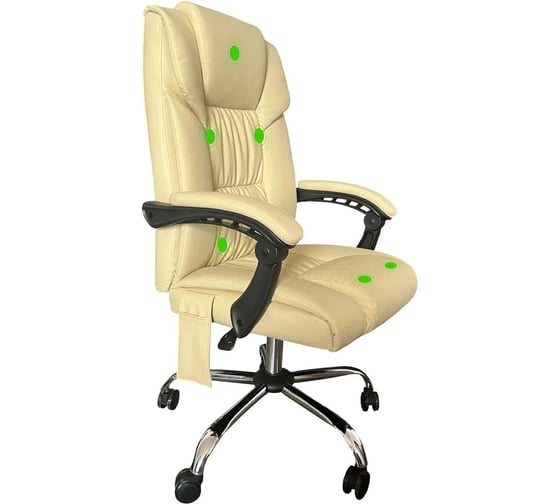Кресло CACTUS с вибромассажем CS-CHR-OC04M-WT слоновая кость экокожа 2000502