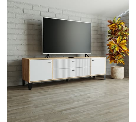 Тумба ТВ Арника Парус-10 дуб крафт золотой/карбон фарфор 00-00142950