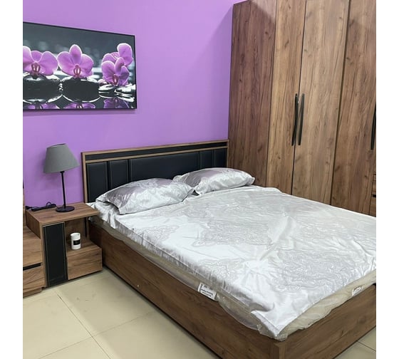 Кровать Арника Nature 306 спальня Люкс (1800) дуб табачный Craft-черный 00-00012647