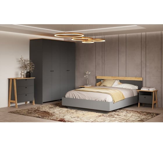 Комод Woodville Теодора графит/крафт золотой 587579