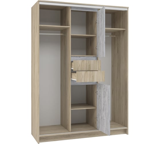 Шкаф-купе Арника Эдем 1,5 м, дуб крафт серый/бетонный камень NEW 00-00141279