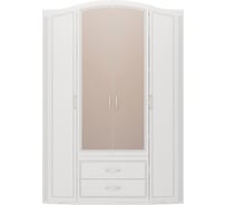 Шкаф для одежды Арника Виктория (02) с ящ 4-х дв С ЗЕРКАЛОМ белый снег/белый глянец Т0014157