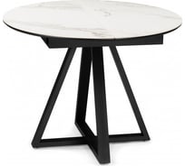 Керамический стол Woodville Нельсон 100/140х100x76 alpine white/черный 588016