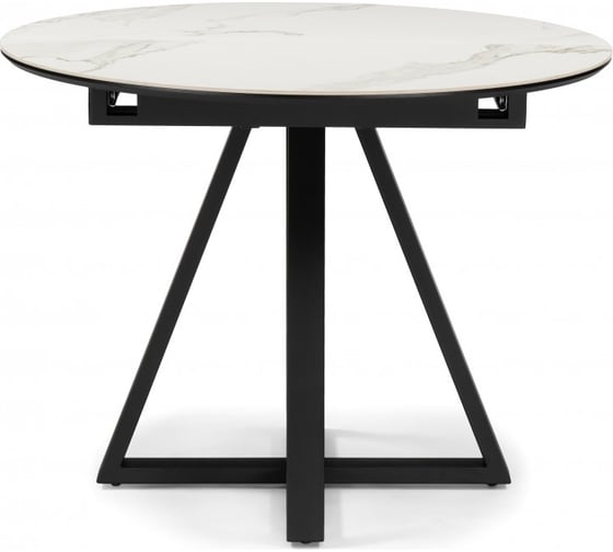 Керамический стол Woodville Нельсон 100/140х100x76 alpine white/черный 588016