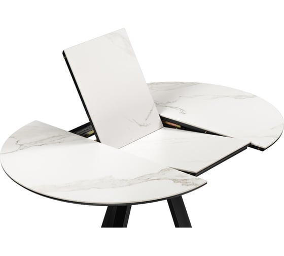 Керамический стол Woodville Нельсон 100/140х100x76 alpine white/черный 588016