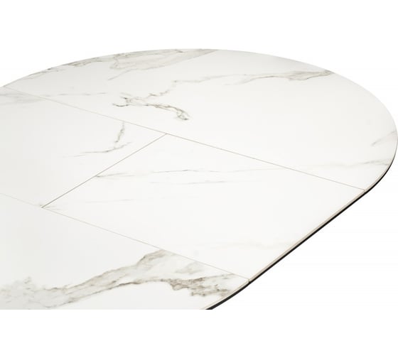 Керамический стол Woodville Нельсон 100/140х100x76 alpine white/черный 588016