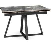 Керамический стол Woodville Силлем 120/180х80 риальто серый темный/черный 588067