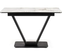 Стол на тумбе Woodville Бугун 120/160х80x77 белый мрамор глняец/черный 588019