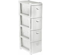 Комод узкий IDEA РОТАНГ (4 секции) белый ротанг М 2814 белый ротанг