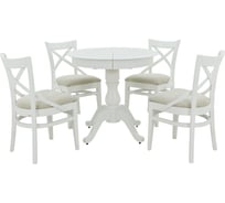 Обеденная группа AURORA Фабрицио/Соло Венский белая, Дождь 29-4 Жаккард 101990