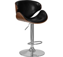 Стул барный DOBRIN KARTER (цвет сиденья черный, цвет каркаса сиденья коричневое дерево, цвет основания хром) LMZ-4905_CH-M_EL-black