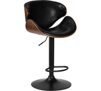 Стул барный DOBRIN KARTER BLACK (цвет сиденья черный PU, цвет каркаса сиденья коричневый орех дерево, цвет основания черный) LMZ-4905_B-M_EL-black