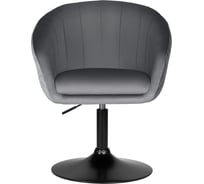 Кресло дизайнерское DOBRIN EDISON BLACK цвет сиденья серый велюр 1922-19, цвет основания черный LM-8600_B-M_V-1922-19