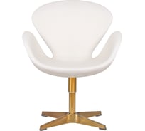 Кресло дизайнерское DOBRIN SWAN цвет сиденья белый P23, цвет основания золото LMO-69A_G-M_EL-P23
